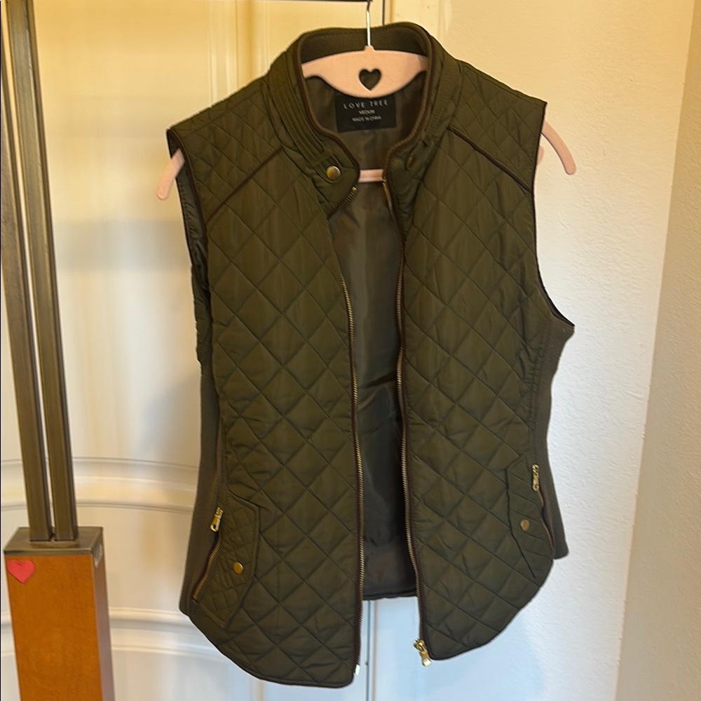 Olive Green Quilted Vest by Love Tree